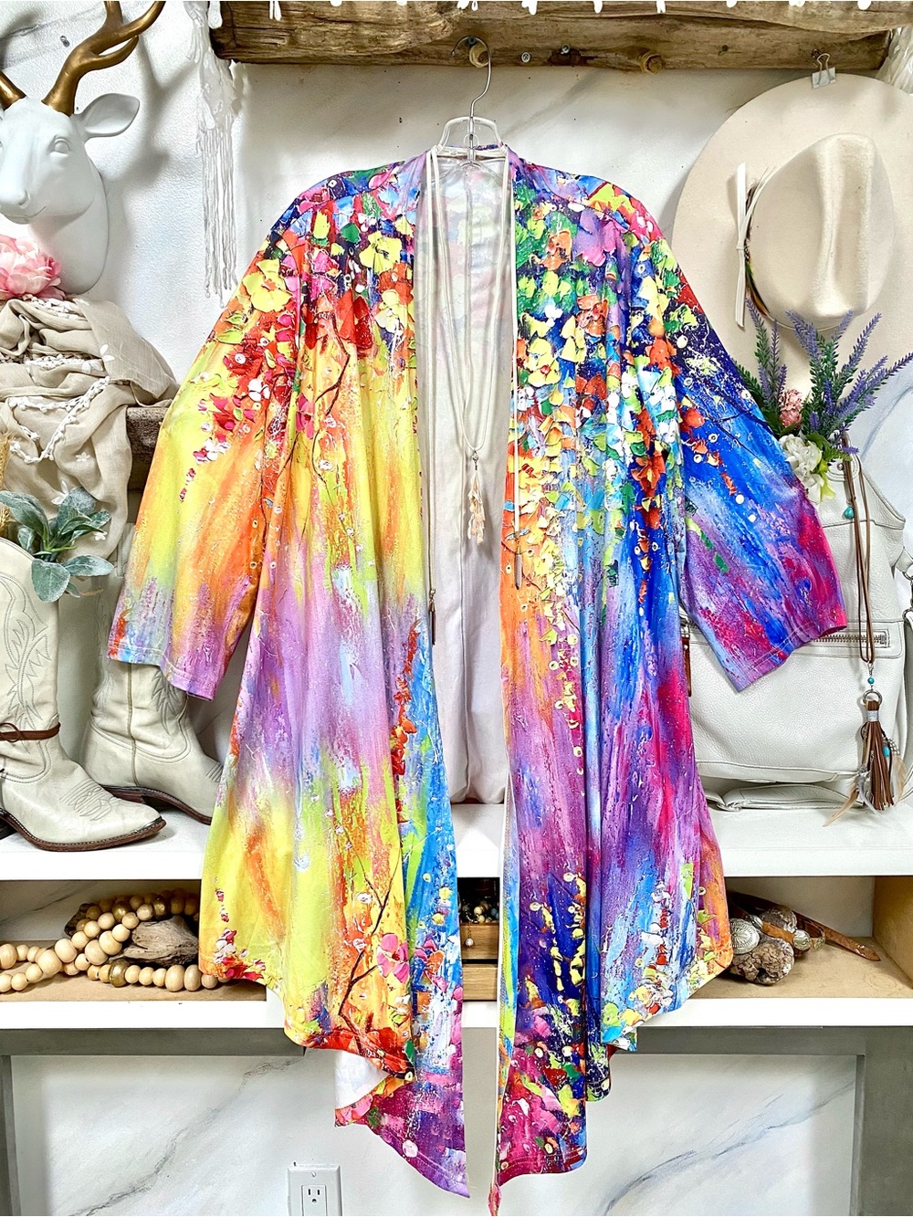 Dreamy open front boho cardigan w shabby chic resort vacay beach vibe